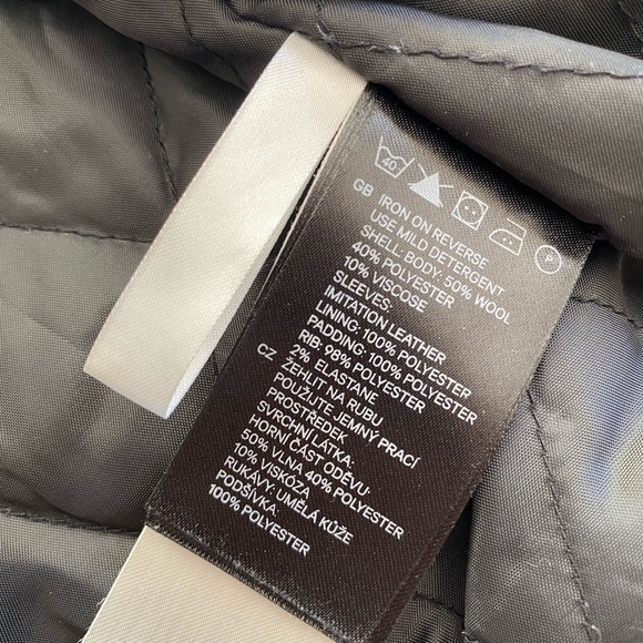 H&M Bomber Faux Leather Wool Blend Jacket - Picture 10 of 11